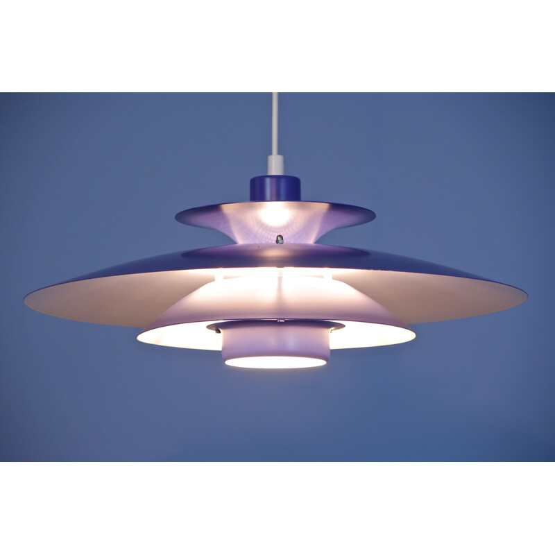 Vintage blue purple pendant lamp, Danish 1970