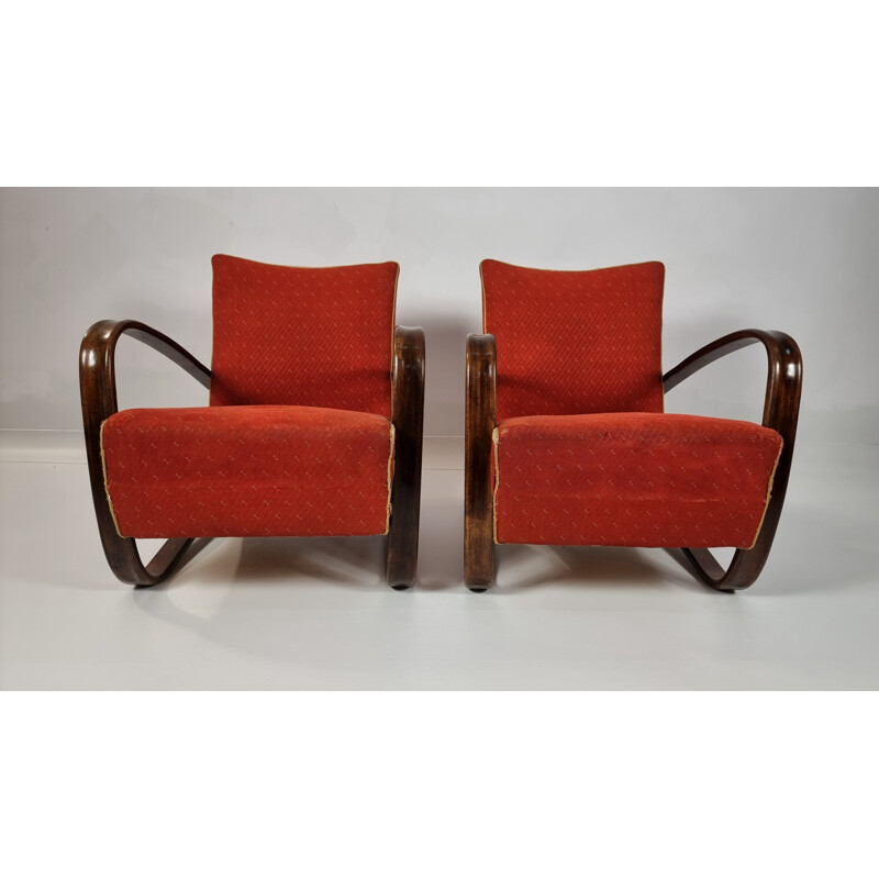 Paire de fauteuils vintage H 269 par Jindřich Halabala, République Tchèque 1930