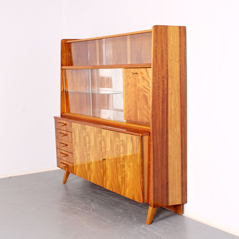 Vintage dressoir met vitrine van František Jirak