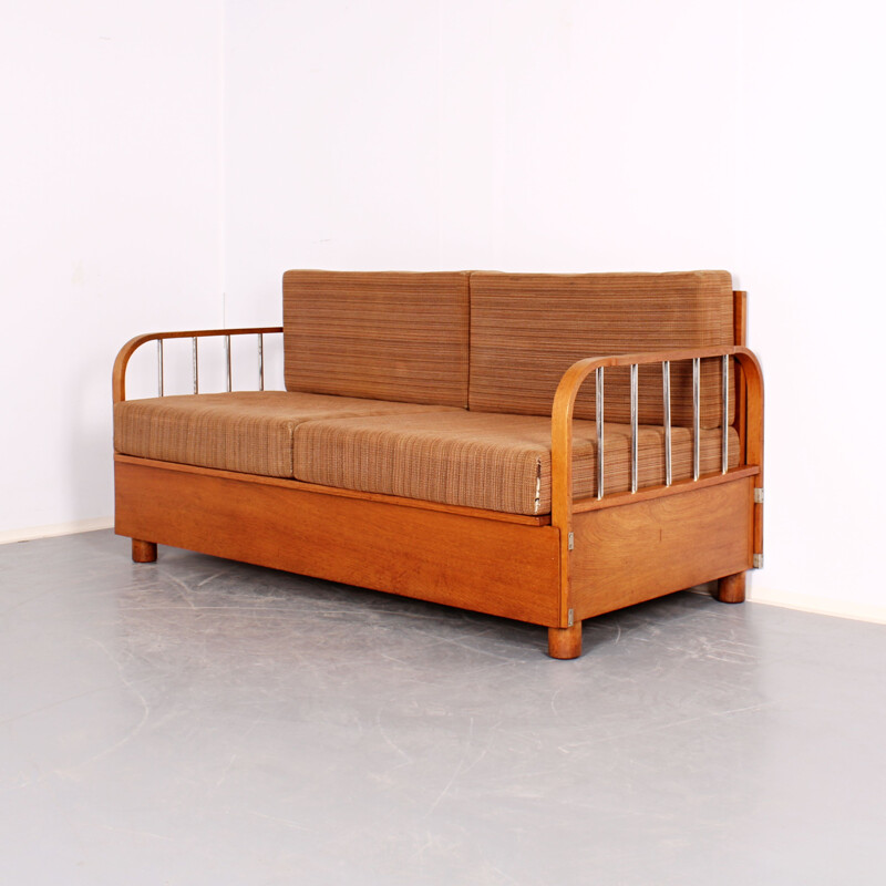 Sofá cama plegable vintage de Jindřich Halabala