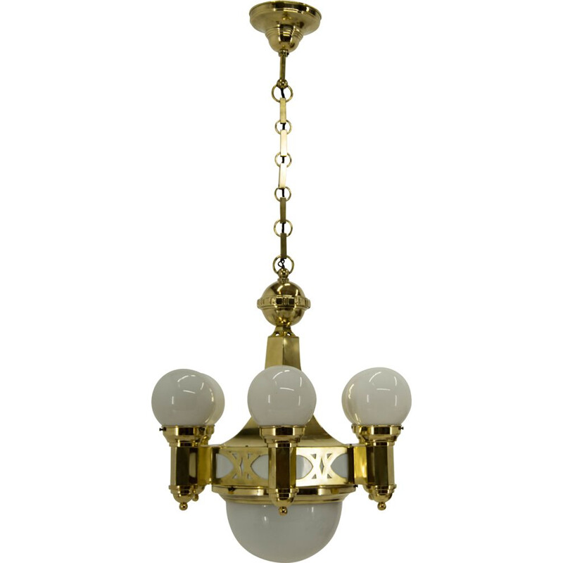 Mid-century Art Nouveau chandelier by Emil Kralik, 1920s
