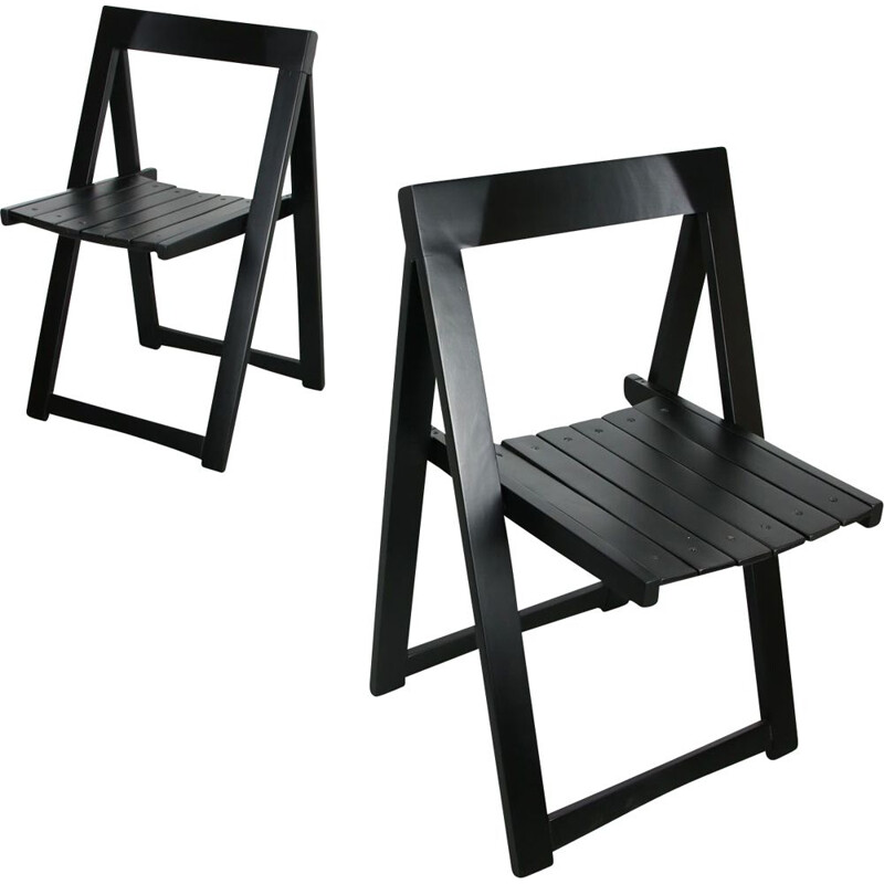 Pair of vintage folding chairs Trieste by Aldo Jacober and Pierangela d'Aniello for Bazzani