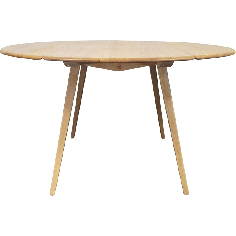 Table ronde vintage à abattant en bois par Ercol, 1960