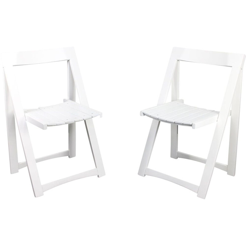 Par de cadeiras dobráveis de Trieste branco vintage de Aldo Jacober para Bazzani