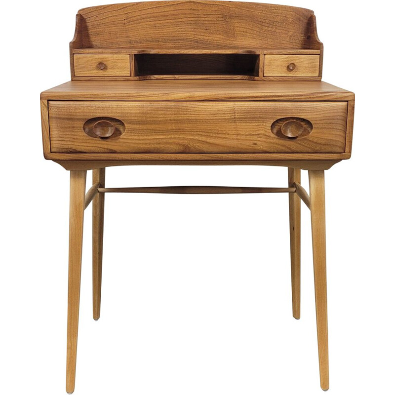 Vintage solid elm desk by Ercol, 1960