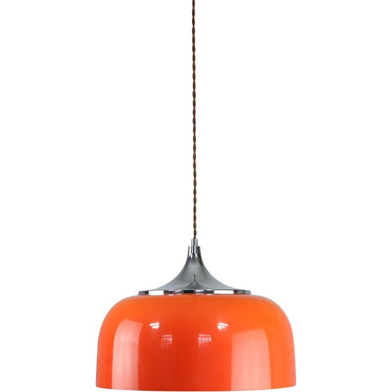 Candeeiro suspenso laranja Vintage da Guzzini, Space Age