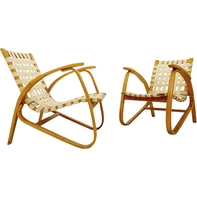 Pair of vintage bentwood armchairs by Jan Vanek for Up Závody, 1930