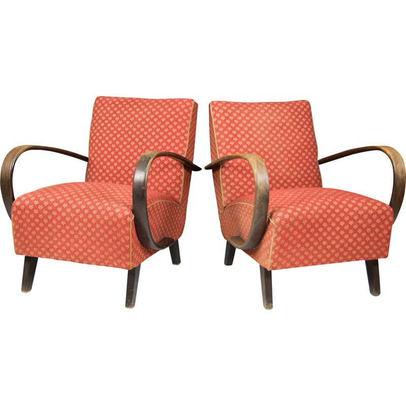 Pair of vintage armchairs by Jindrich Halabala, 1950