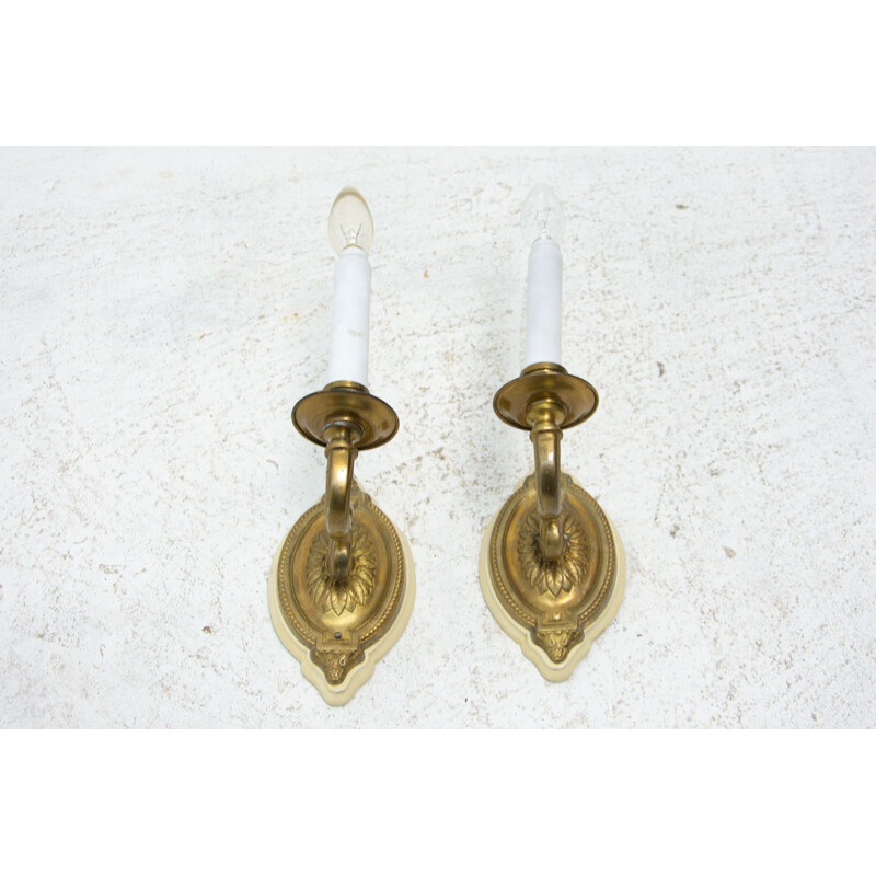 Pair of antique historicizing wall lamps, Austria-Hungary