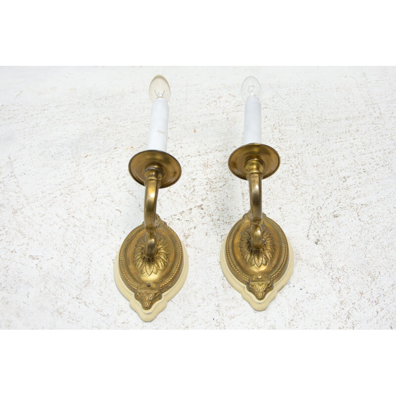 Pair of antique historicizing wall lamps, Austria-Hungary