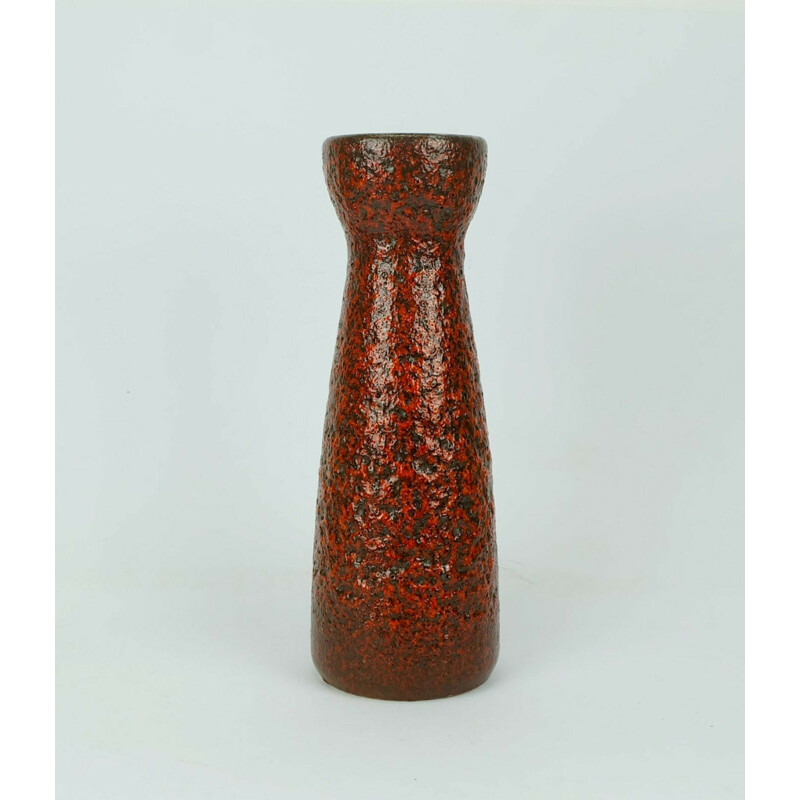 Vase vintage modèle 520-32 à glaçure de lave grasse en rouge et noir de Scheurich, 1960