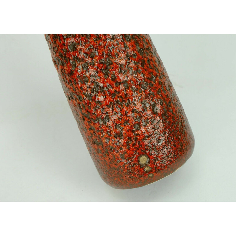 Vase vintage modèle 520-32 à glaçure de lave grasse en rouge et noir de Scheurich, 1960