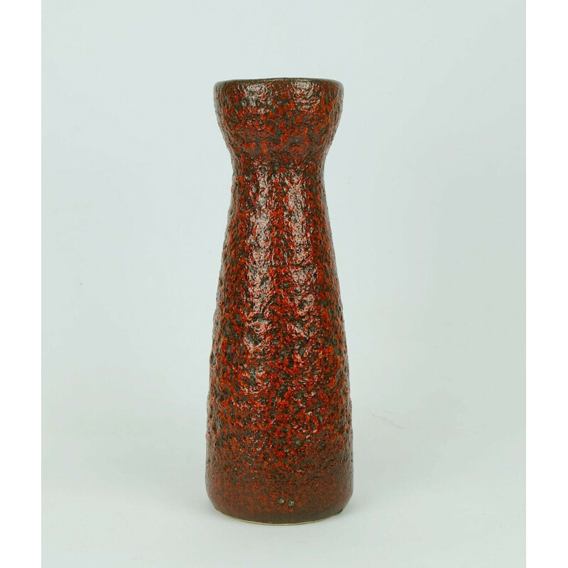 Vintage model 520-32 fat lava glaze in red and black vase by Scheurich, 1960s