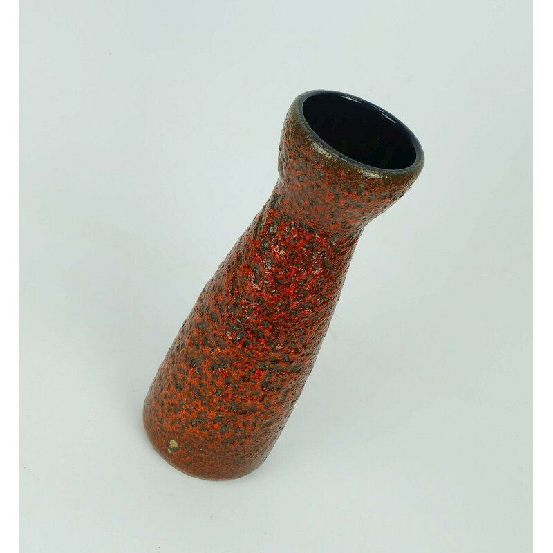 Vintage model 520-32 fat lava glaze in red and black vase by Scheurich, 1960s