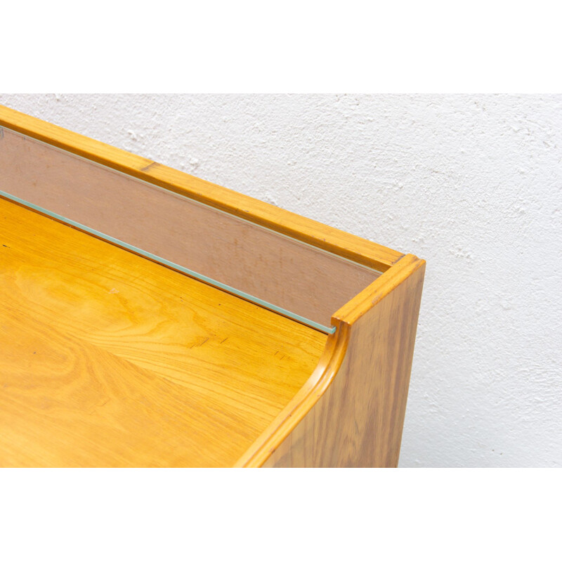 Mid century walnut and glass dressing table, Czechoslovakia 1960s