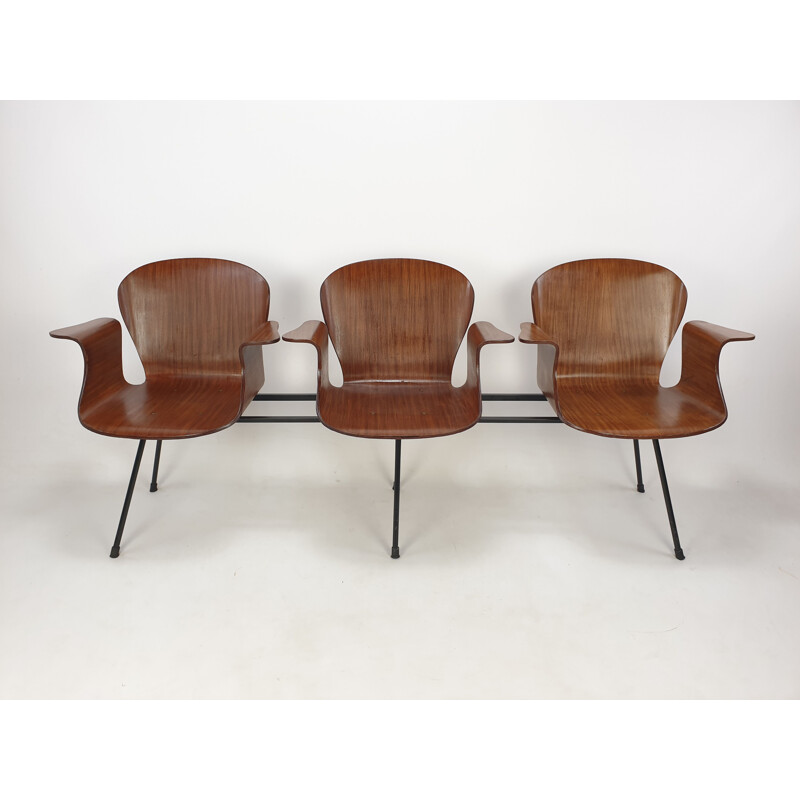 Italienische Vintage 3-Sitzer-Bank von Carlo Ratti, 1950