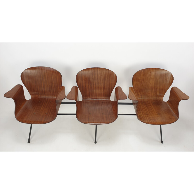 Mid century Italian 3-seat bench by Carlo Ratti, 1950s