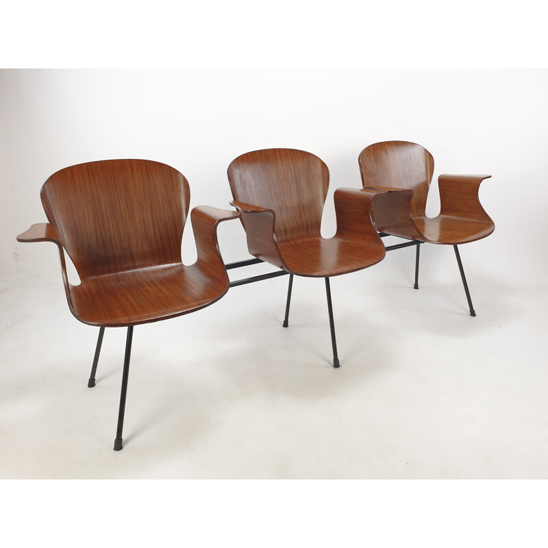 Mid century Italian 3-seat bench by Carlo Ratti, 1950s