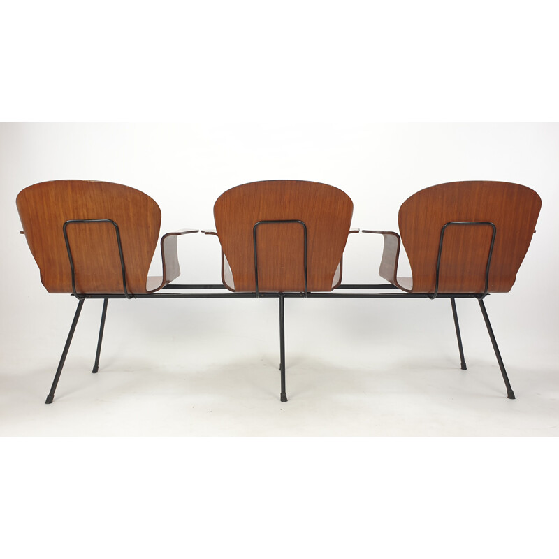 Mid century Italian 3-seat bench by Carlo Ratti, 1950s