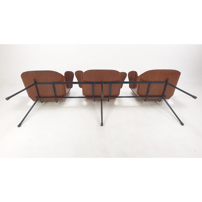 Mid century Italian 3-seat bench by Carlo Ratti, 1950s