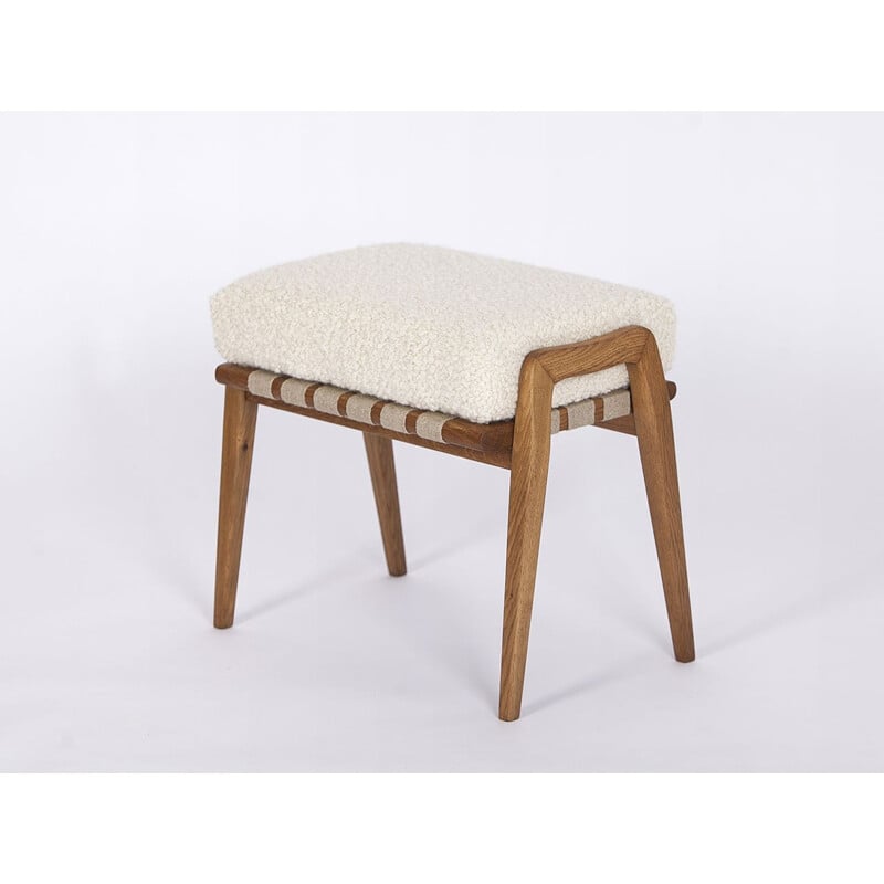 Mid century wool and alpaca stool, Czechoslovakia 1960