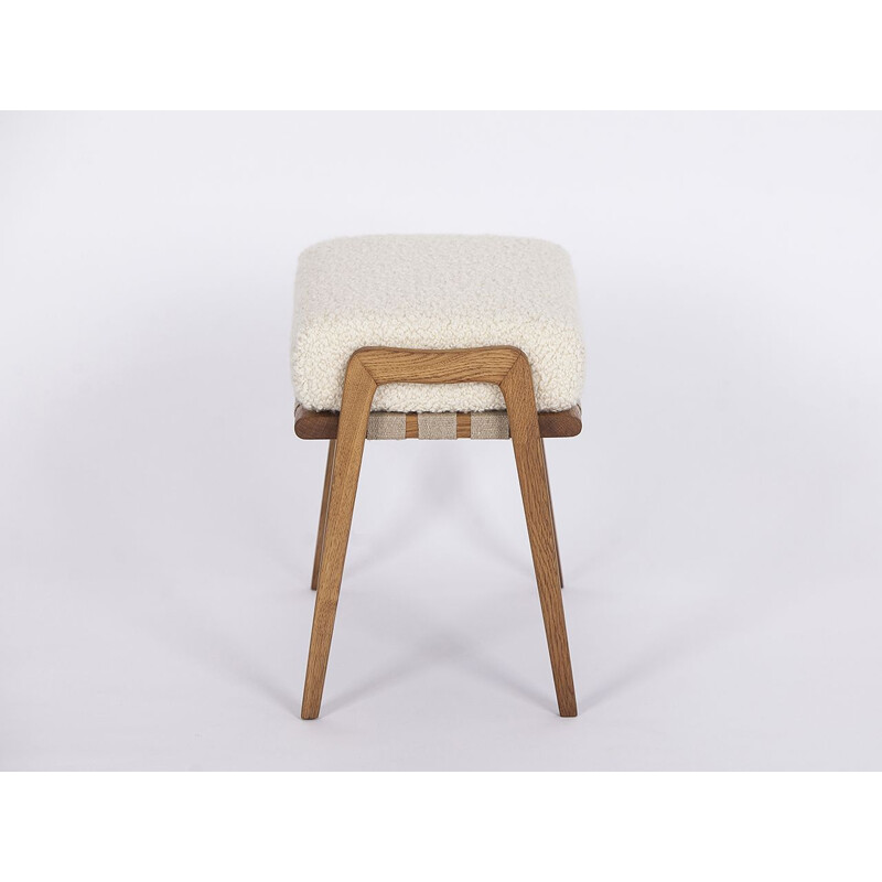 Mid century wool and alpaca stool, Czechoslovakia 1960