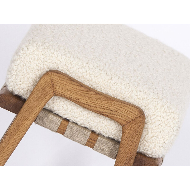 Mid century wool and alpaca stool, Czechoslovakia 1960