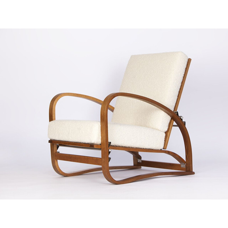 Vintage adjustable H-70 armchair by Jindrich Halabala for Spojene UP Zavody, 1930s