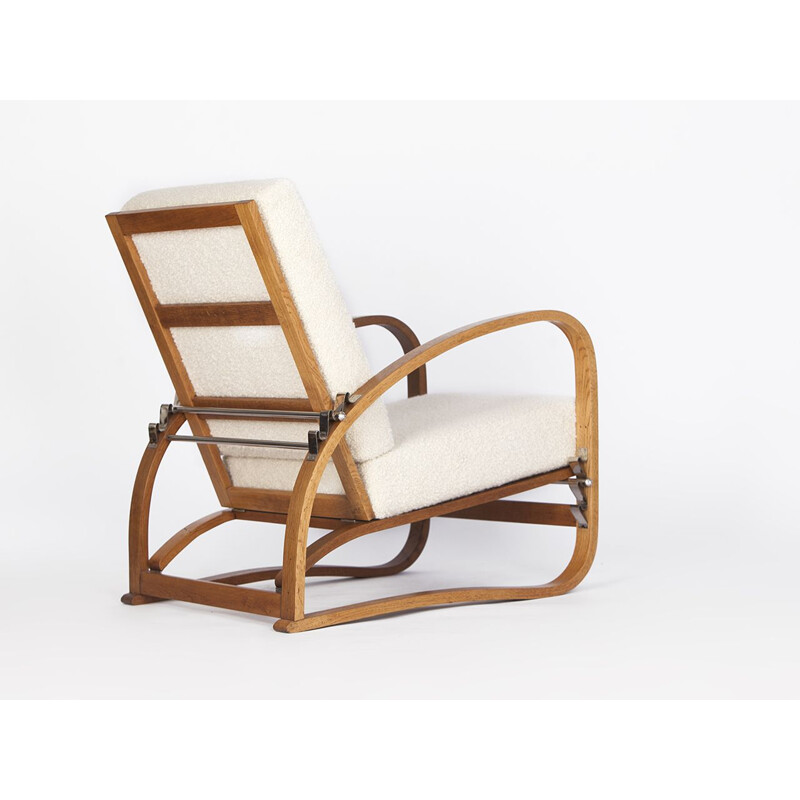 Vintage adjustable H-70 armchair by Jindrich Halabala for Spojene UP Zavody, 1930s