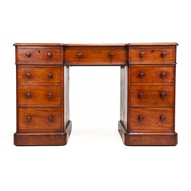 Mid century mahogany pedestal desk by Heal & Son, London