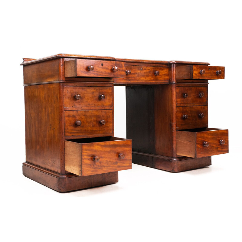 Mid century mahogany pedestal desk by Heal & Son, London