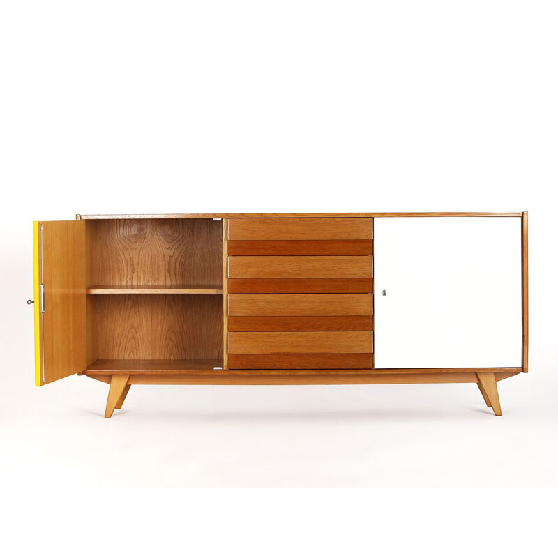 Mid century yellow and white sideboard U 460 by Jiri Jiroutek for Interier Praha, Czechoslovakia 1960s