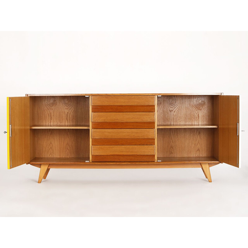 Mid century yellow and white sideboard U 460 by Jiri Jiroutek for Interier Praha, Czechoslovakia 1960s