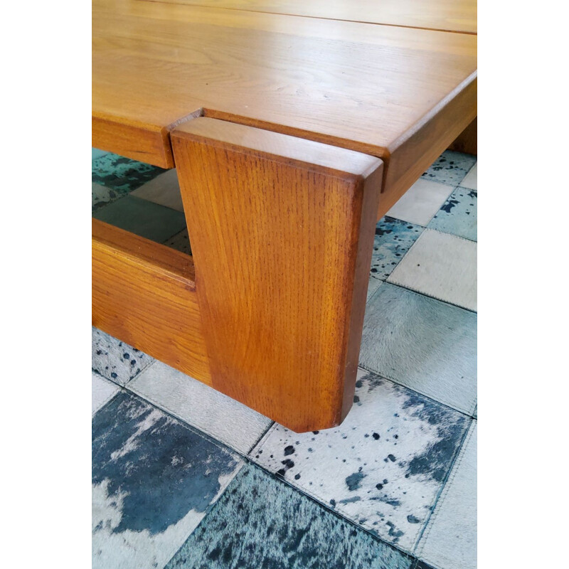 Vintage elmwood coffee table by Maison Regain, 1960