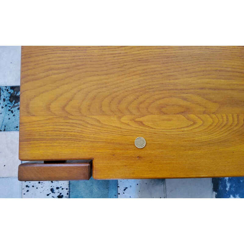 Vintage elmwood coffee table by Maison Regain, 1960