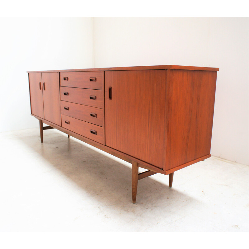 Scandinavian vinatge teak sideboard with 3 doors and 4 drawers