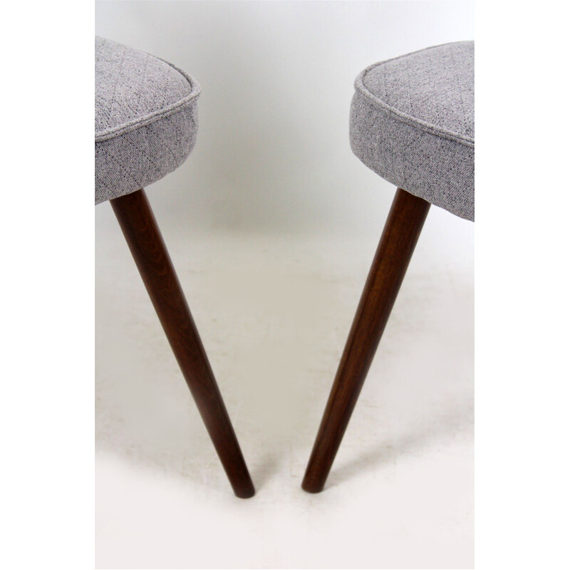 Pair of vintage chairs in grey fabric by Antonín Šuman for Tatra, Czechoslovakia 1960