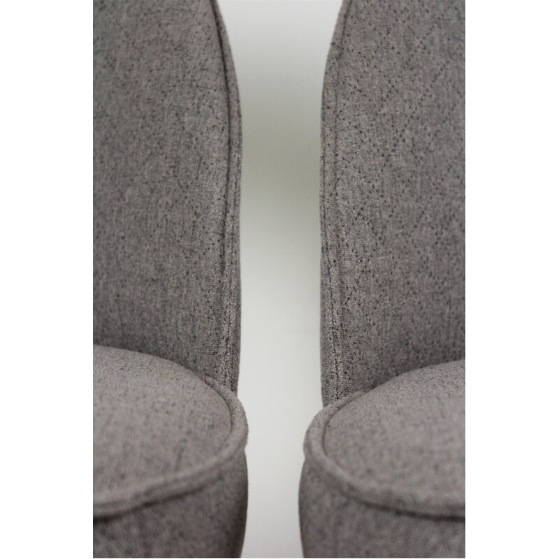 Pair of vintage chairs in grey fabric by Antonín Šuman for Tatra, Czechoslovakia 1960