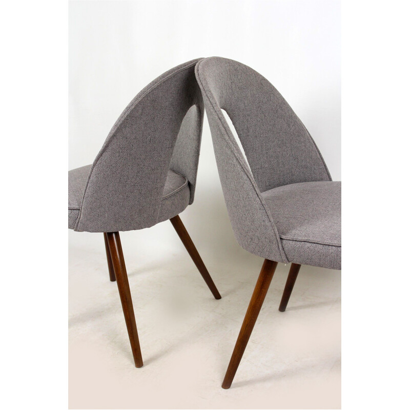 Pair of vintage chairs in grey fabric by Antonín Šuman for Tatra, Czechoslovakia 1960