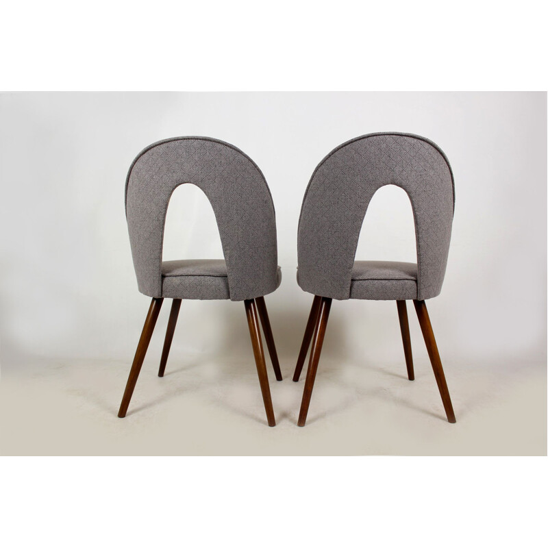 Pair of vintage chairs in grey fabric by Antonín Šuman for Tatra, Czechoslovakia 1960