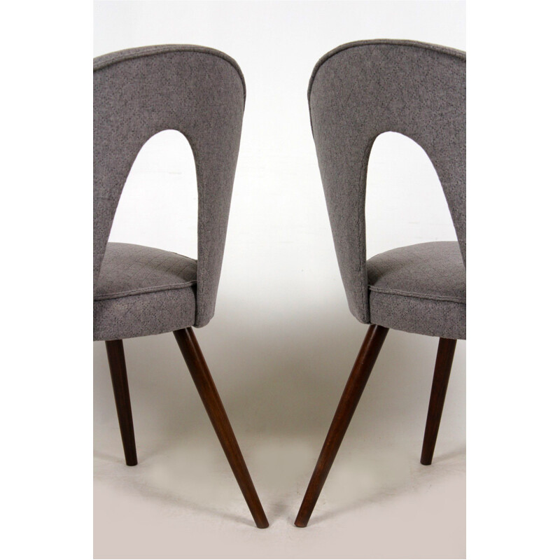 Pair of vintage chairs in grey fabric by Antonín Šuman for Tatra, Czechoslovakia 1960