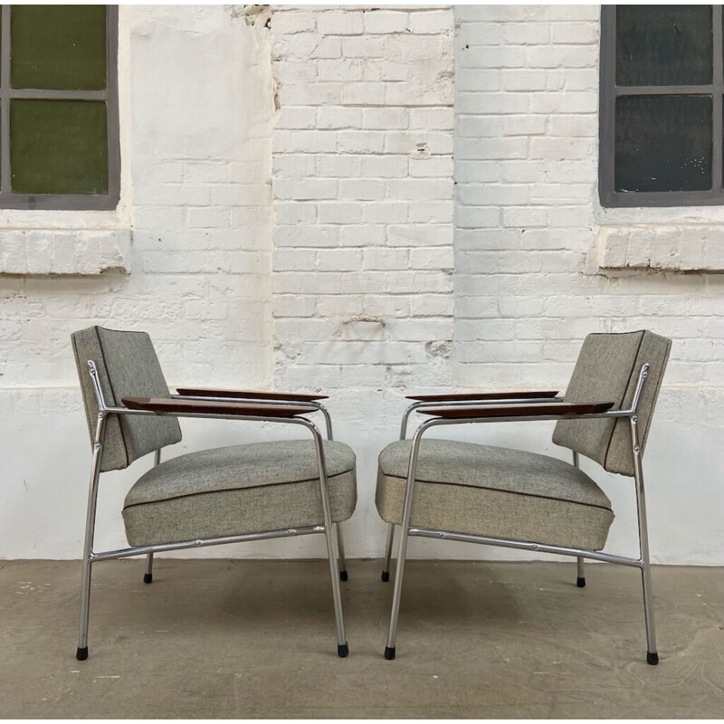 Pair of vintage Brussels Expo 58 chrome armchairs, 1950s