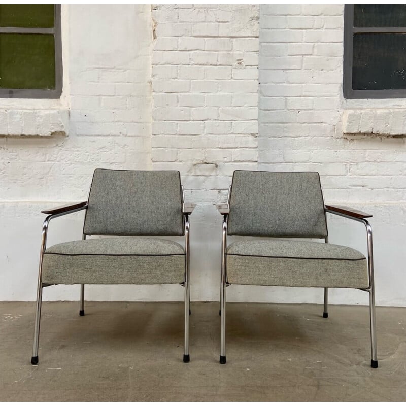 Pair of vintage Brussels Expo 58 chrome armchairs, 1950s