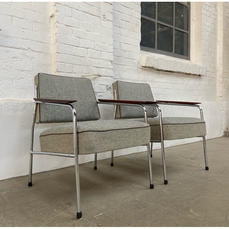 Pair of vintage Brussels Expo 58 chrome armchairs, 1950s