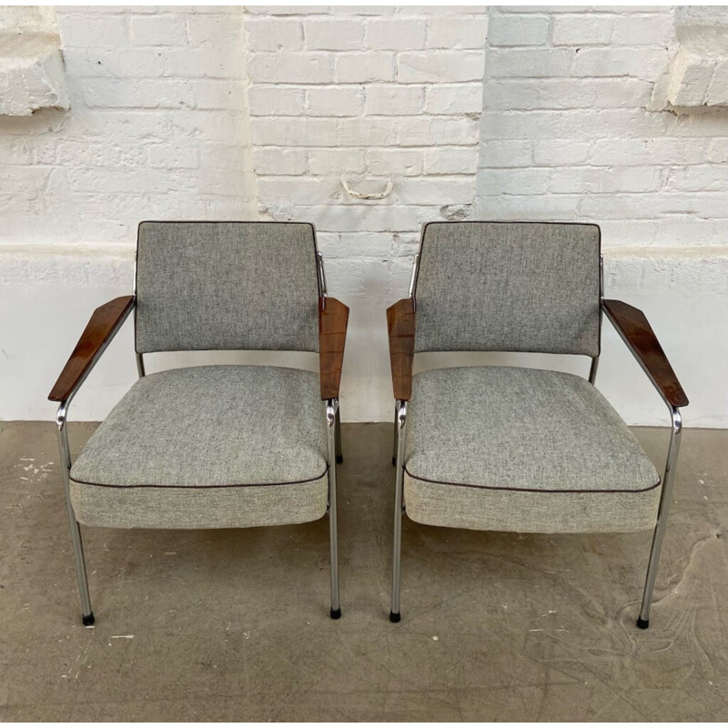 Pair of vintage Brussels Expo 58 chrome armchairs, 1950s