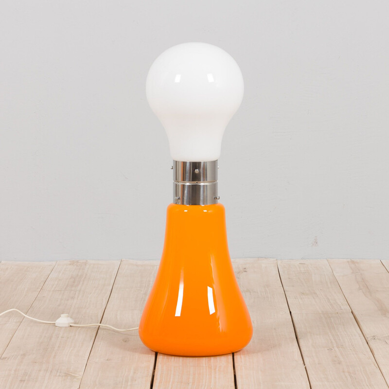 Vintage Brillo lamp in white and orange Murano glass by Carlo Nason for Mazzega, 1960s