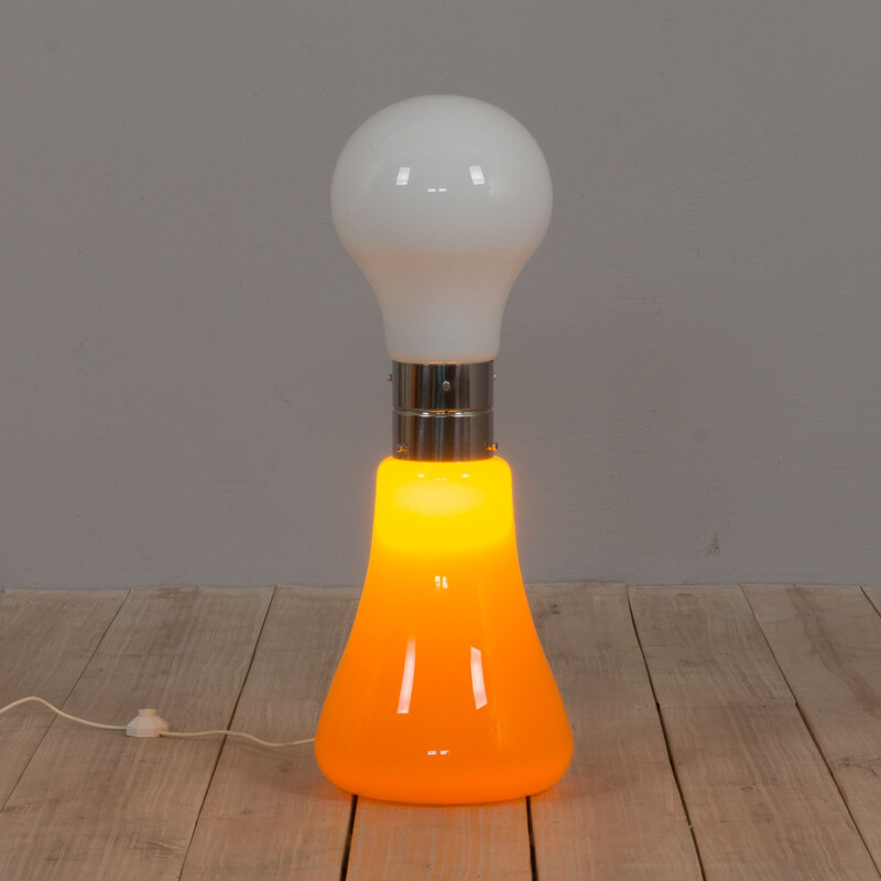 Vintage Brillo lamp in white and orange Murano glass by Carlo Nason for Mazzega, 1960s