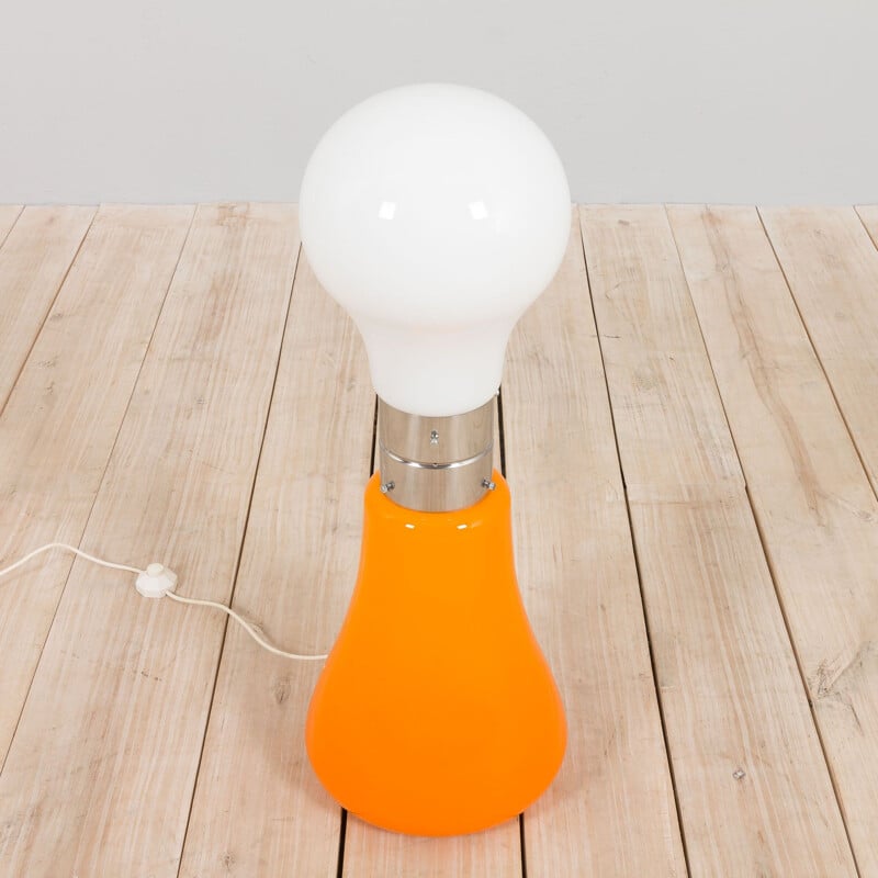 Vintage Brillo lamp in white and orange Murano glass by Carlo Nason for Mazzega, 1960s