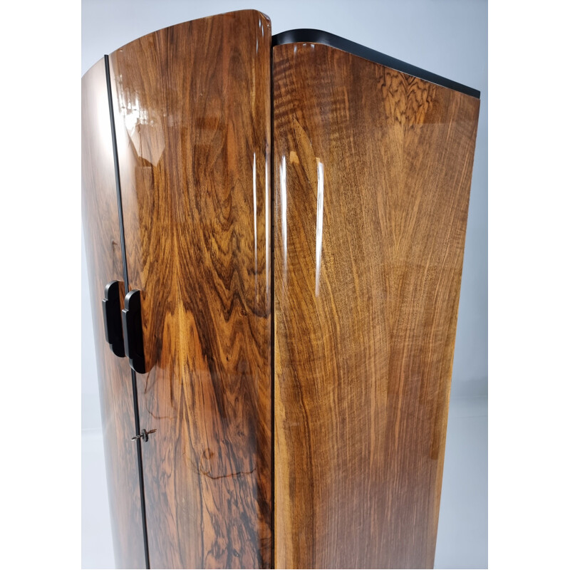 Art Deco walnut vintage cabinet by Jindřich Halabala for UP Závody, 1950s