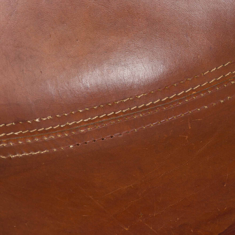 Pair of vintage chairs in brown cowhide leather for Les Arc, 1960s